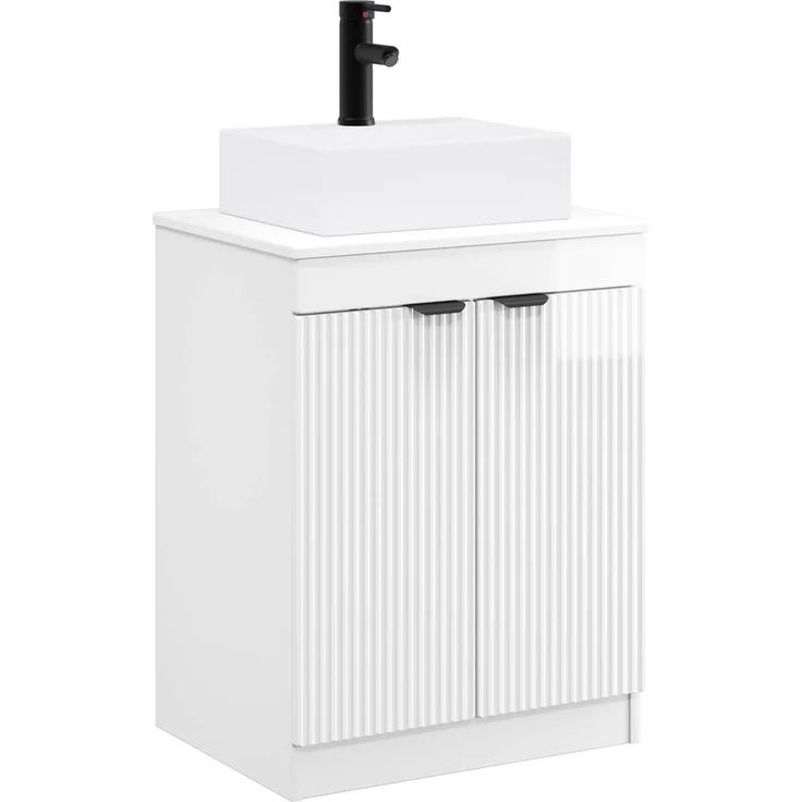 vidaXL Waschbeckenschrank Hochglanz Weiß 54 x 41 x 99,5 cm 3404244 – Bild 2