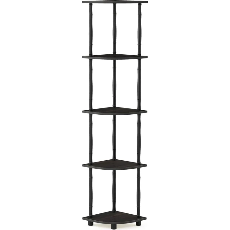 Furinno Eck-Mehrzweckregal mit 4 Fächern, holz, Espresso/Schwarz, 29. 46x29. 46x146. 56 cm – Bild 1