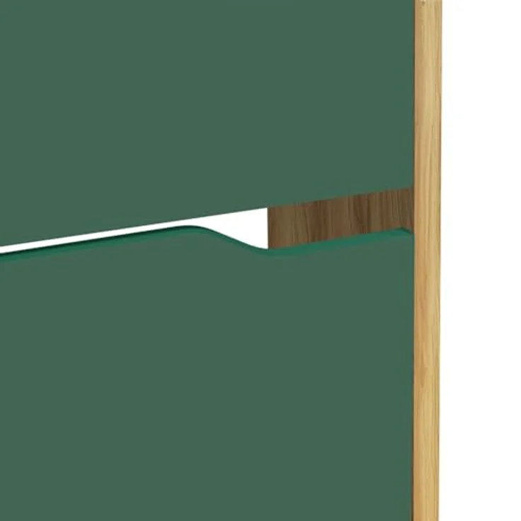 BAKAJI Scarpiera 3 ante 3 Türen Ablagen doppelte Tiefe Schuhschrank 63 x 24 x 115 cm, Holzwerkstoff, Grün und Eiche, Standard – Bild 11