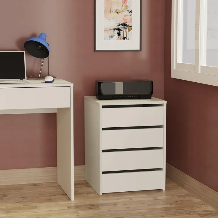 Muebles Pitarch | Kommode 4 Schubladen, Hochglanz Weiß, 63,5 x 46 x 45 cm (Höhe x Breite x Tiefe), Kollektion Tibet – Bild 6