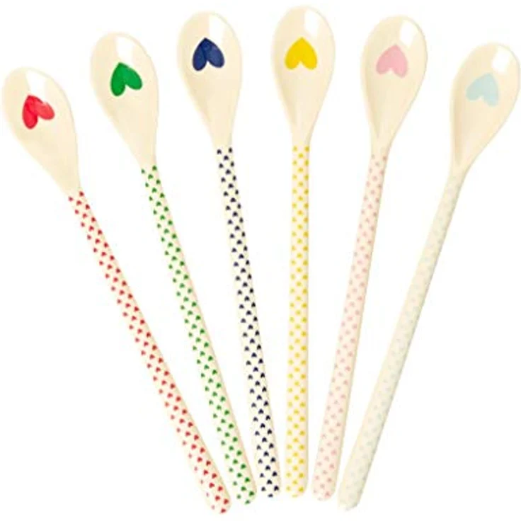 Rice Latte-Löffel, Herzen Hellblau, Melamin beige, 22 cm – Bild 2