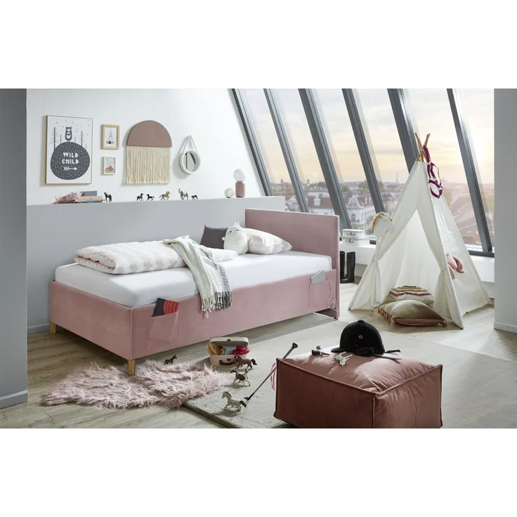 Polsterbett >Cool mit BK< Liegefläche 140x200cm, Rose, Stellmaß: 150x90x210cm (BxHxT) – Bild 1