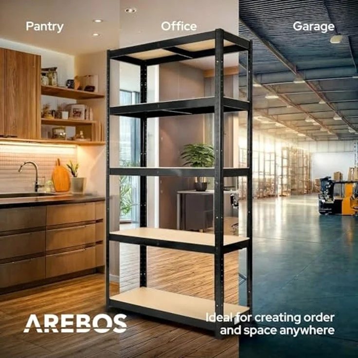 Arebos Schwerlastregal Kellerregal Steckregal Lagerregal 180 x 90 x 40 cm, Set 2-tlg. – Bild 4