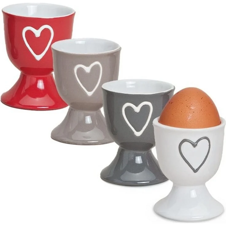 matches21 HOME & HOBBY Eierbecher, (4-tlg), Runde Keramik Ei-Halter als lustige Frühstücks-Eier Tisch-Deko – Bild 3