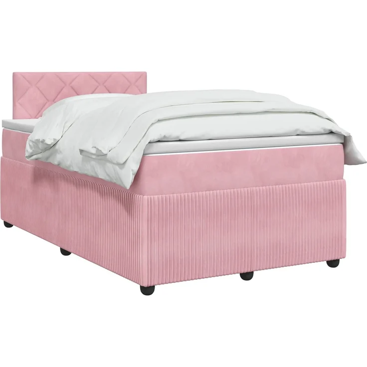 vidaXL Boxspringbett mit Matratze mit Kopfteil Rosa 120 x 200 cm Samt 3451666 – Bild 3