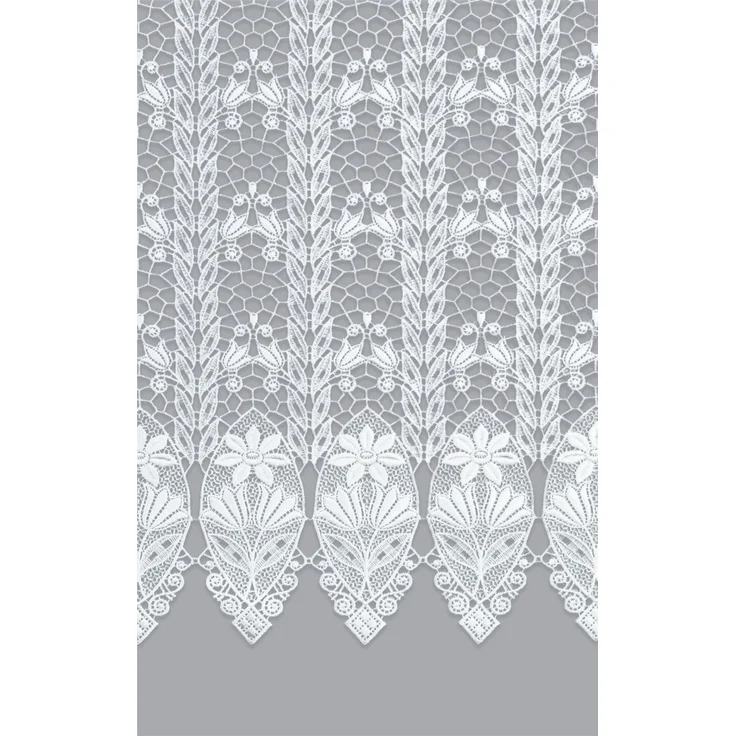 Scheibengardine Plauener Spitze - Blütenmedaillon (Bx H) 64cm * 90cm weiß – Bild 3
