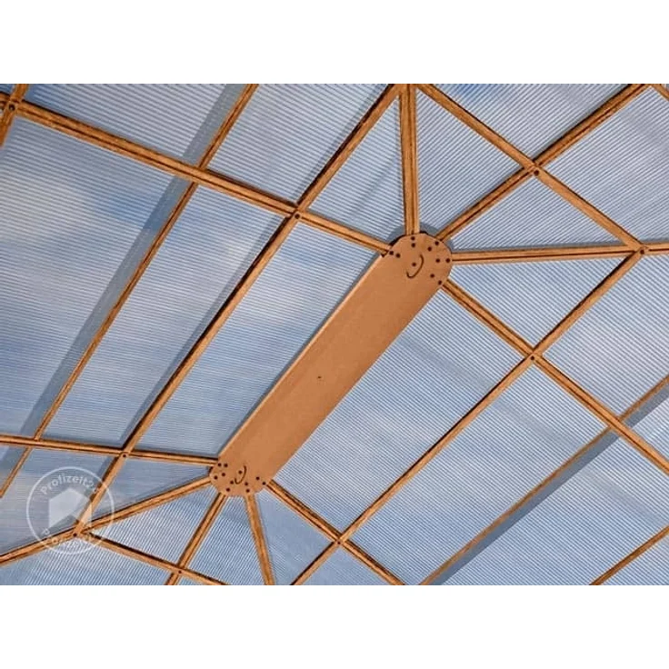 Gartenpavillon 3x4 m Holzoptik, ca 8 mm Polycarboat-Dach, 4 Seitenteile in champagner – Bild 5