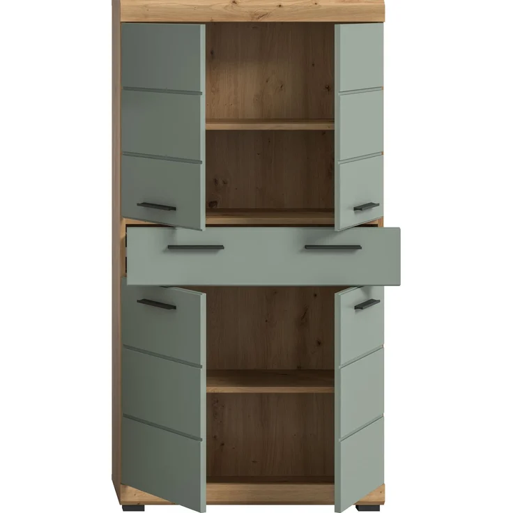 Xonox Scout Badmidischrank (B/H/T: 74x141x31 cm) in Salbei und Artisan Eiche Nachbildung – Bild 3
