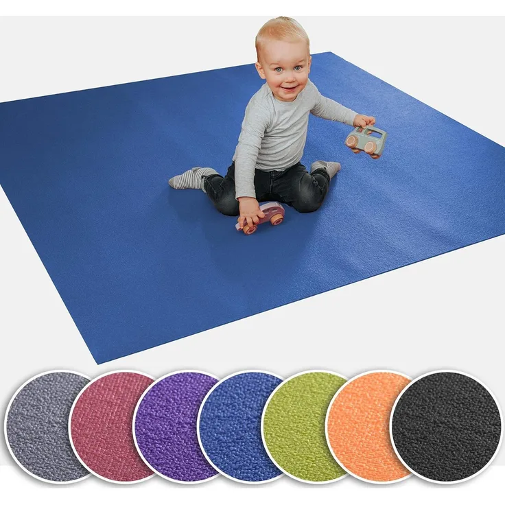 Wunschkind® Krabbelmatte | Krabbelunterlage | Made in Germany | Anti-Rutsch | Öko-Tex 100 | 160x240 cm Blau