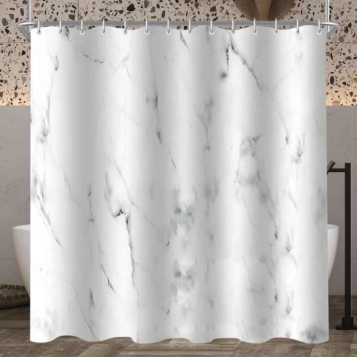 Duschvorhang 100x180cm Marmor Textil Wasserdicht Waschbar Badevorhänge 6 Ösen – Bild 8