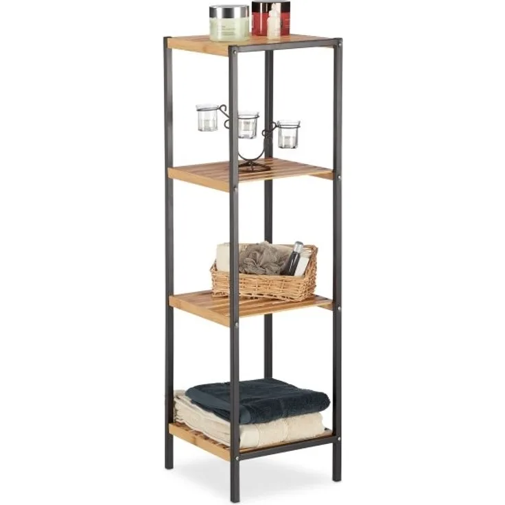 Quadratisches Regal Bambus und Stahl