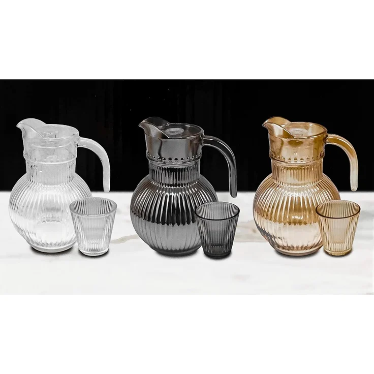 Ripple Karaffenset aus Glas – 1,8 Liter Karaffe mit 6 Gläsern Braun/Gold – Bild 7