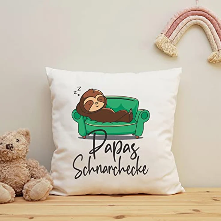 GRAVURZEILE Zierkissen mit Motiv - Schnarchecke - Lustiges Geschenk -, starke Farben ohne verblassen, Maschinenwäsche - Papa - mit Füllung – Bild 6