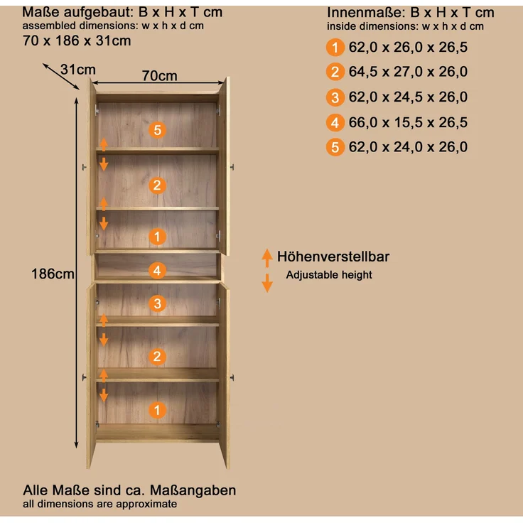 trendteam smart living - PureBliss - Waschbeckenunterschrank - Eiche - Waschtisch mit 3 offenen Fächern - (BxHxT) 90 x 91 x 53 cm - Rillenoptik - edle Metallgriffe - 60 cm Aufsatzwaschbecken – Bild 5