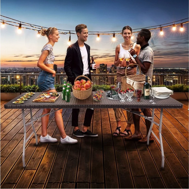 Arebos Klapptisch 182 x 74 x 74 cm Campingtisch Partytisch Gartentisch Buffettisch