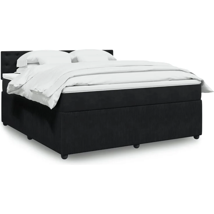 vidaXL Boxspringbett mit Matratze Schwarz 180x200 cm Samt 3290120 – Bild 1