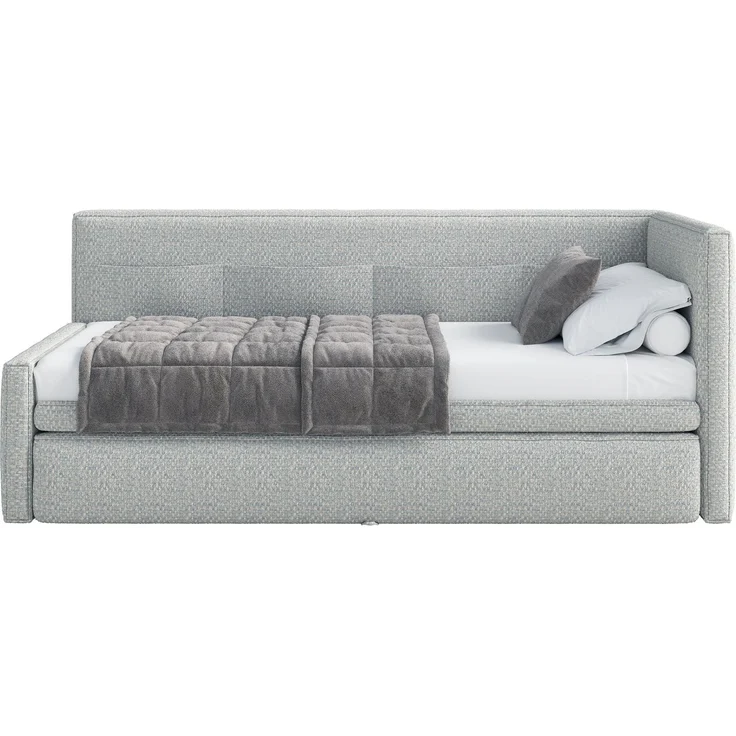 Selsey 'Nesmi' Polsterbett mit Bettkasten, Webstoff Hellblau, 90x200 cm – Bild 6