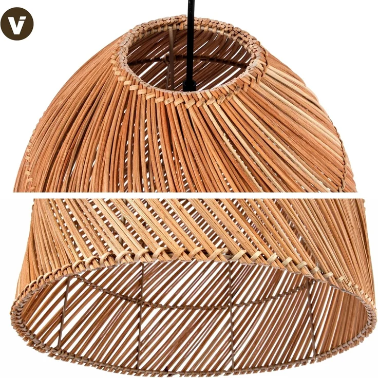 VIVANNO Hängeleuchte Rattan ESSENCE Rund - Beige Geflochten, ohne Leuchtmittel, 25x55 cm – Bild 7
