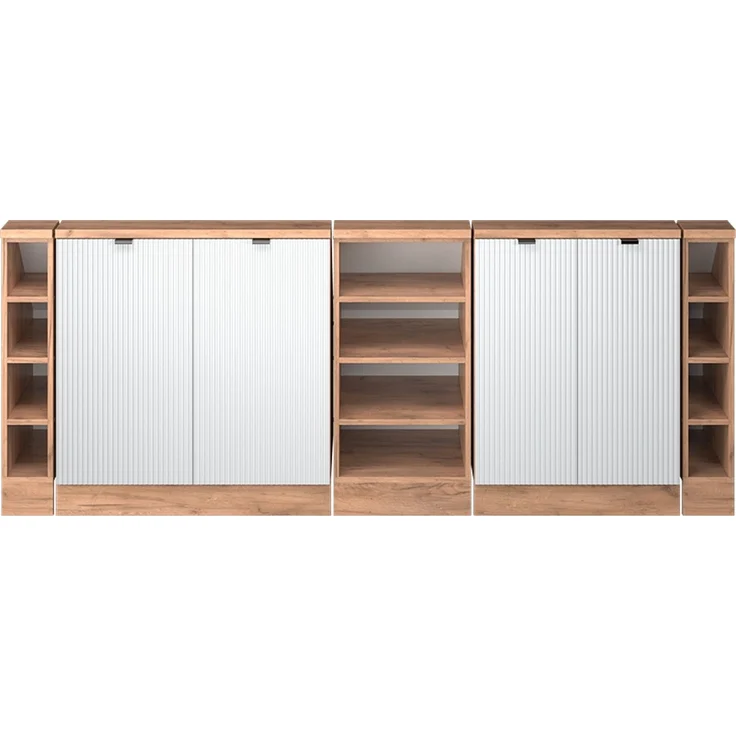 Küchenschrank für Dachschrägen R-Line Weiß Riffel 210 cm 5er Set Vicco – Bild 3