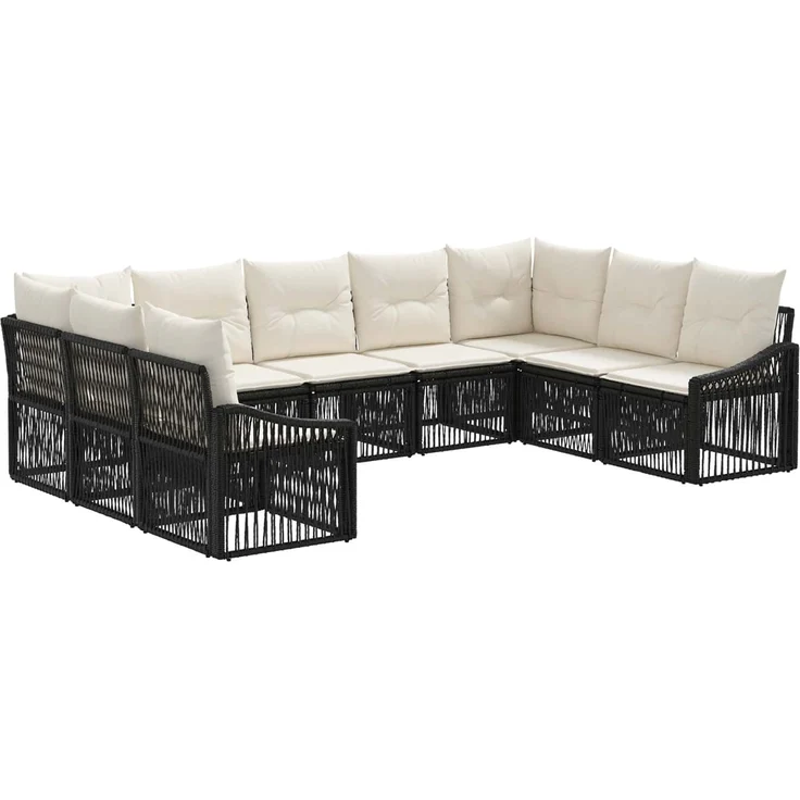 vidaXL Gartensofa-set 9 stk. 9-Sitzer Schwarz Poly-Rattan 3436108 – Bild 2