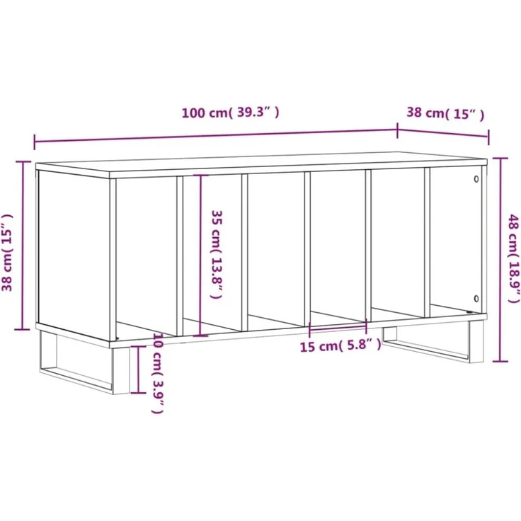 vidaXL Plattenschrank Räuchereiche 100x38x48 cm Holzwerkstoff 831761 – Bild 2