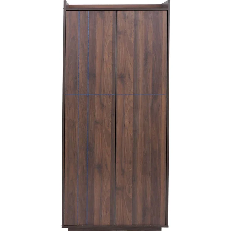 Schrank HWC-P44, Kleiderschrank Garderobenschrank 2 Türen Push-to-open, MDF 184x80x40cm ~ Walnuss-Optik – Bild 7