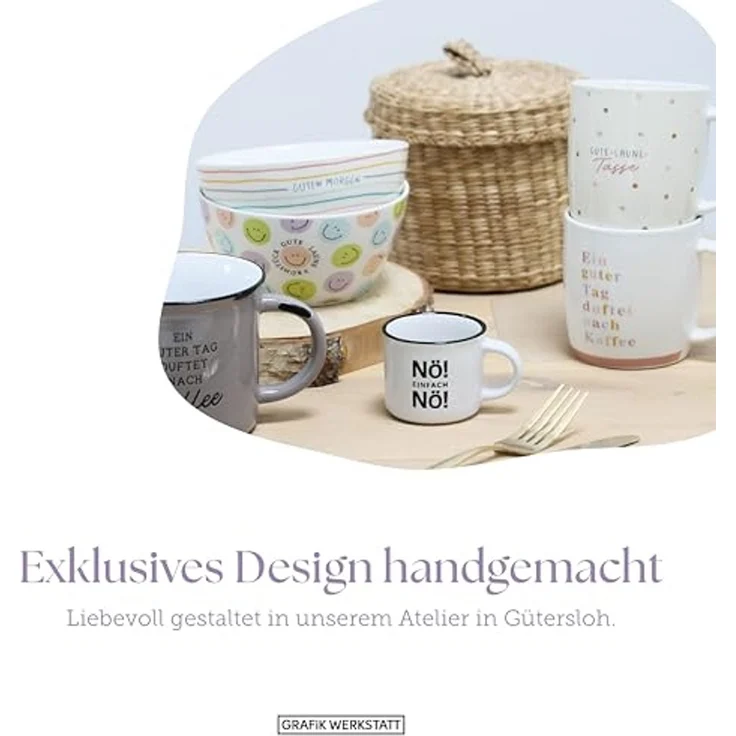 Grafik-Werkstatt Kaffeetasse mit Spruch 300 ml Porzellan Tasse Kleine Auszeit, Vielseitig – Bild 6