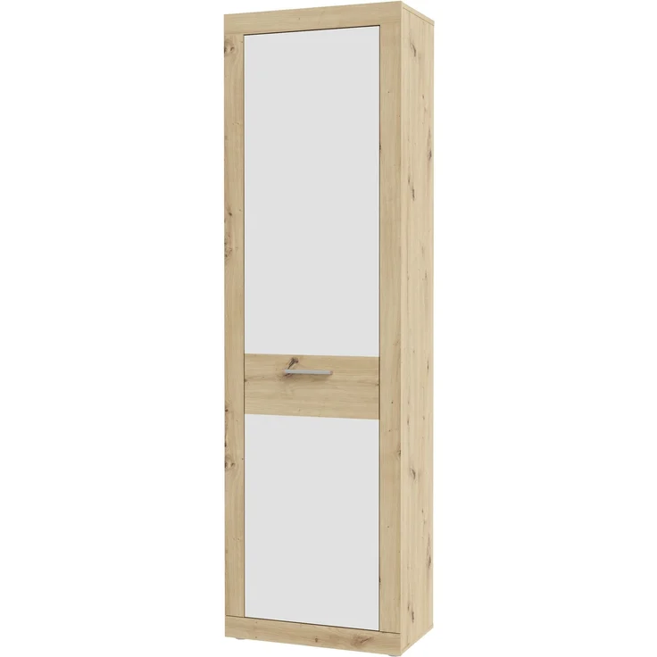 Garderobenschrank >BACCIO< 1 Tür, Stange, Weiss/ Artisan Eiche Dekor - 58,3x196,8x33,8cm (BxHxT) – Bild 4