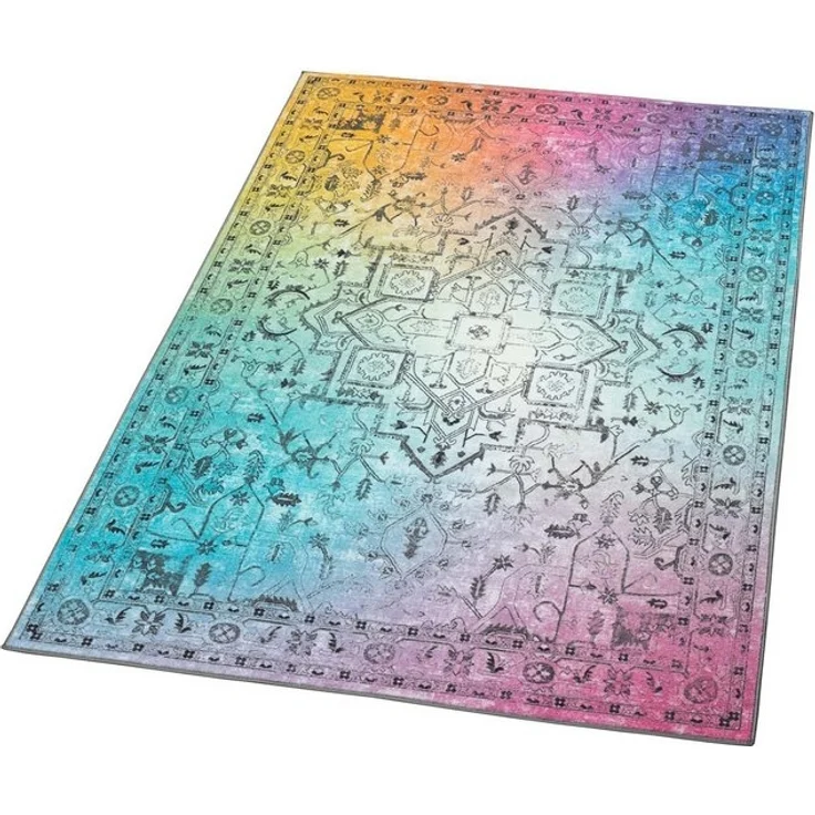 TaraCarpet Teppich Kurzflorteppich TaraCarpet Rainbow Oriental moderner Orientteppich, rechteckig, Höhe: 14 mm, Orientalisches Design in Regenbogenfarben auch für das Jugendzimmer – Bild 4