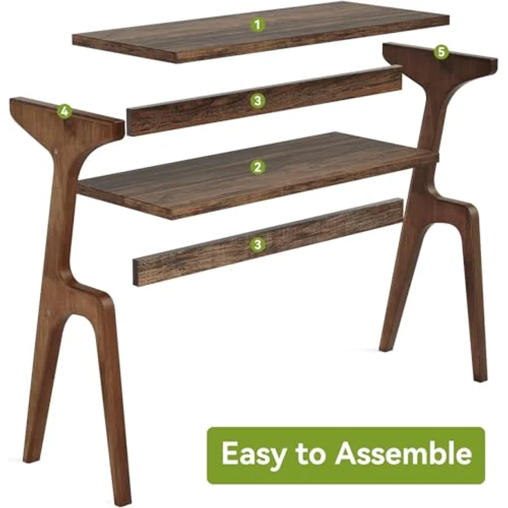 LITTLE TREE Konsolentisch Holz, 2er Set, Schmaler Sofatisch mit 2 Ablagen, 30 x 70 x 67 cm, Flurtisch für Flur, Wohnzimmer, Eingang, Dark Walnut – Bild 7