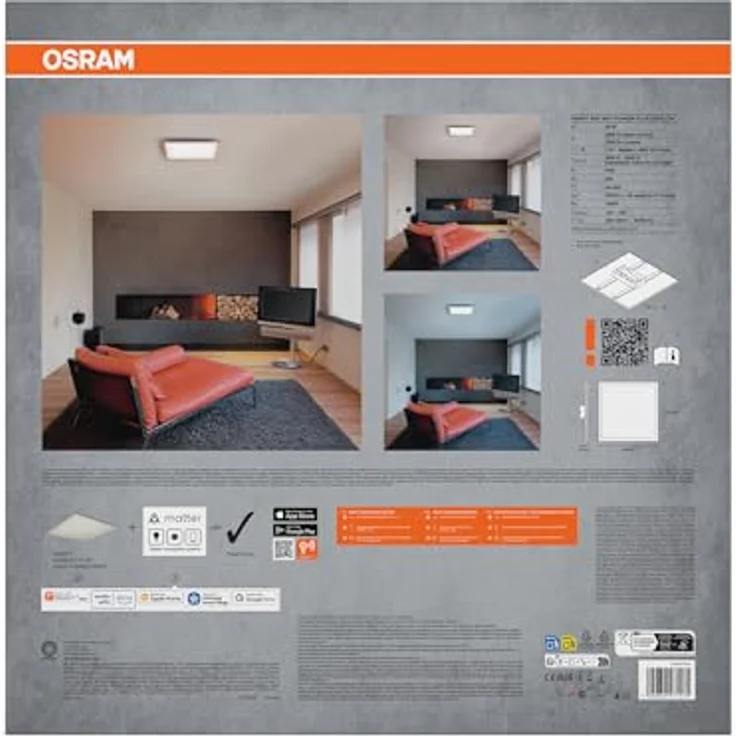 Osram SMART+ Matter Planon Plus LED Panel Tunable White, 450x450 mm, 28W, 2000lm, 3000-6500K, Matter WLAN – Bild 6
