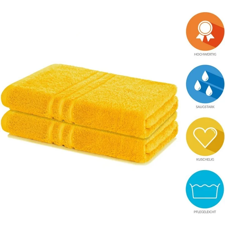 Lavea 2er Set Duschtuch 70x140 cm, Frottierserie Elena, Rapsgelb – Bild 2