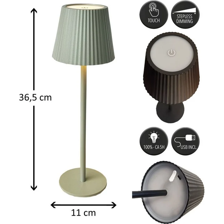 Coen Bakker Deco BV LED Tischleuchte Touch Tischlampe Dimmbar Akku In-/Outdoor IP44, Touch-Funktion, LED fest verbaut, Warmweiß, Kaltweiß, Tageslichtweiß – Bild 2