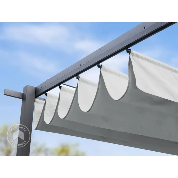 PRIMEYARD Pergola 3x4 m Terrassenüberdachung mit grauem Schiebedach Stahlrahmen – Bild 8