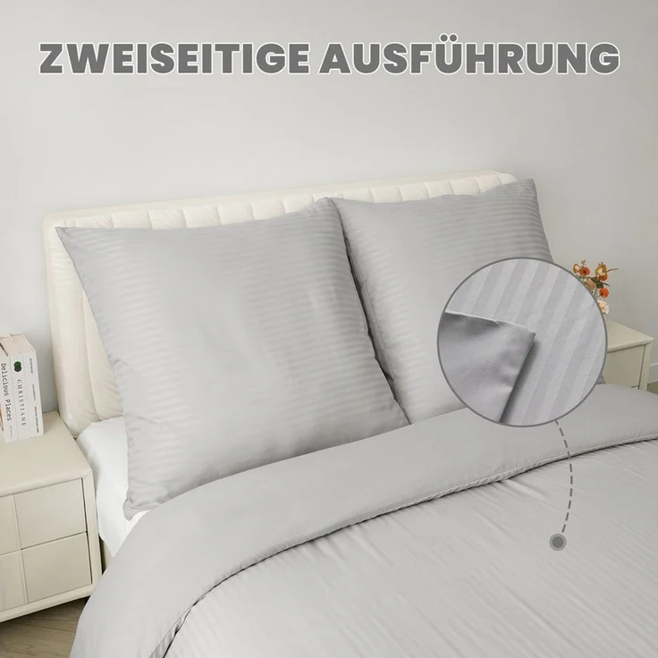 Good Nite Bettwäsche Gestrecktes Mikrofaser-Bettwäsche-Set mit Reißverschluss, Mikrofaser (Polyester), 3 teilig, Hochwertige Mikrofaser, gebürstet, Umschlagstil – Bild 1