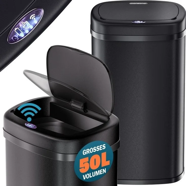 monzana Mülleimer, 50 L Automatik Sensor Mülleimer LED Display Müllbehälter berührungslos – Bild 4