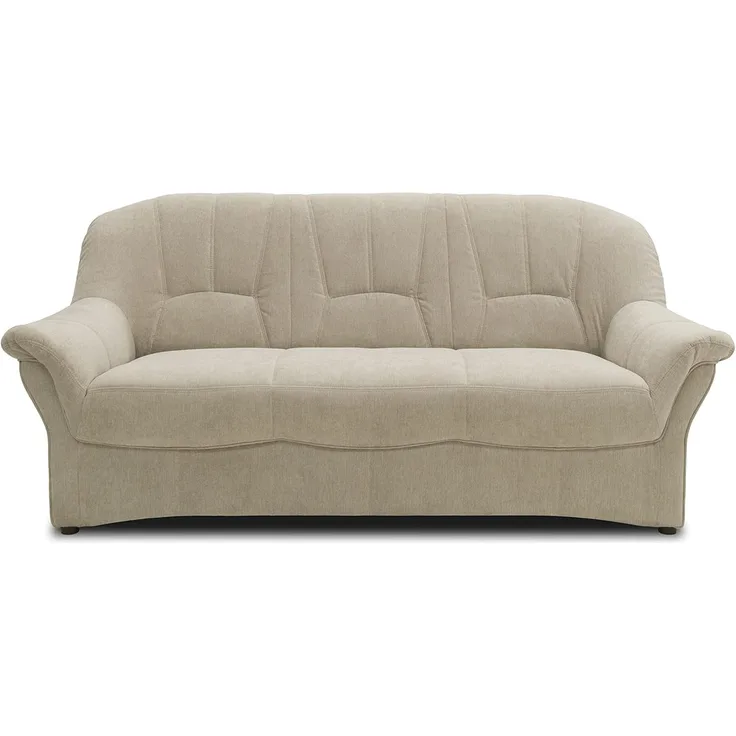 DOMO Collection Bahia FK Sofa, 3er Couch mit Federkernpolsterung, Federkernsofa in klassischem Design, 3 Sitzer, Polstermöbel, beige-grau, 200 cm