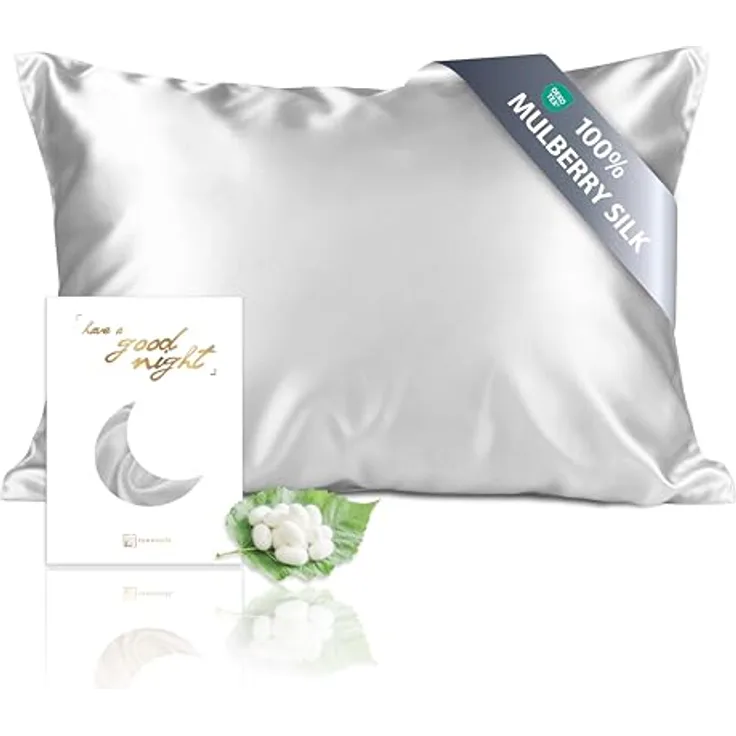 Townssilk 19 Momme 100% Seide Kissenbezug 1 Stück 40x80cm Silber