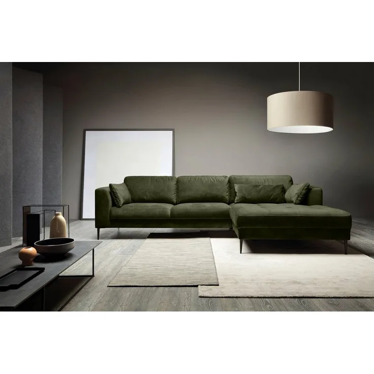 TRENDMANUFAKTUR Ecksofa Luzi, wahlweise mit Schlaffunktion und Bettkasten bestellbar, L-Form, Designsofa mit tollem Sitzkomfort, Metallfüße schwarz, Breite 280 cm