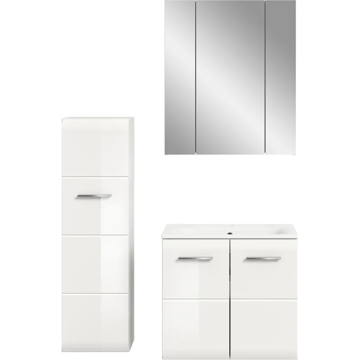 Badezimmer-Set >Ice< in Weiß / Weiß Hochglanz - 105x185x46cm (BxHxT) – Bild 3