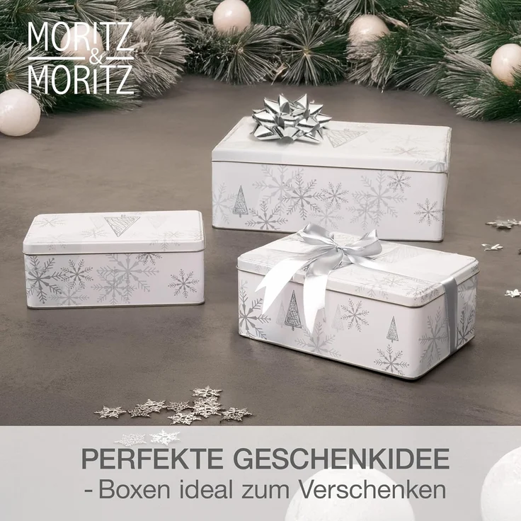 Moritz & Moritz Keksdose Weihnachten Keksdosen mit Deckel rechteckig 5tlg Set, Metall, (Set, 5-tlg, Set), Blechdose mit Deckel im festlichem Design – Bild 5
