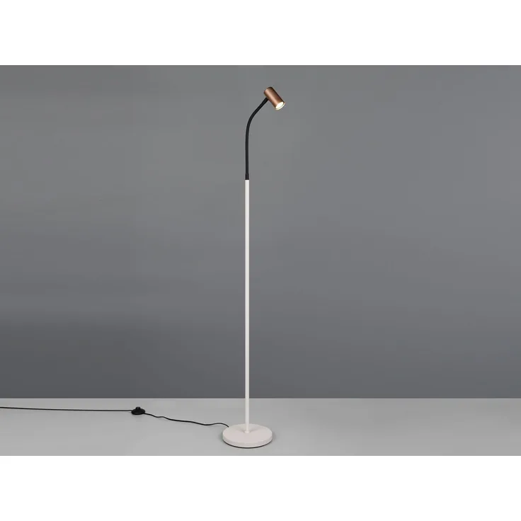 Schmale LED Stehlampe Coffee / Grau dimmbar, Spot flexibel, Höhe 133,5cm