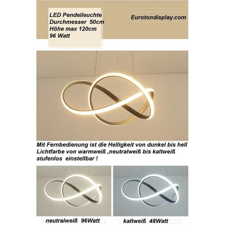 Euroton LED Pendelleuchte LED Pendelleuchte 9642 Deckenleuchte Fernbedienung inklusiv, LED fest integriert, mit Fernbedienung kaltweiß,neutralweiß bis warmweiß, 7000 k-3000 k stufenlos einstellbar, Mit Fernbedienung steuerbar – Bild 4