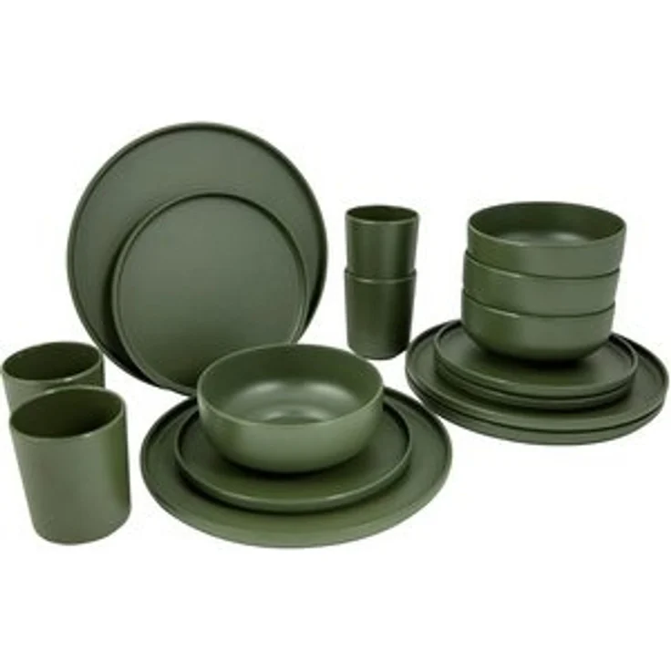 Bo-Camp Geschirr-Set Melamin Campinggeschirr Set Patom, Melamin, Reise Essgeschirr Teller Becher 16tlg – Bild 6