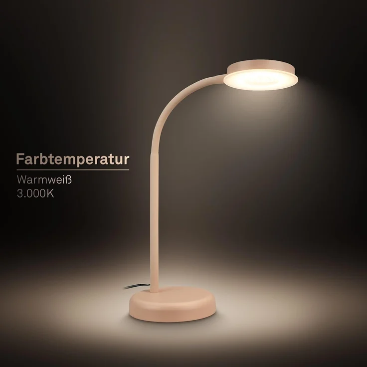 BRILONER - LED Schreibtischlampe mit Touch, dimmbar in Stufen, schwenkbar, Tischlampe, Lampe, Nachttischlampe, Tischleuchte, Home Office, Bürolampe, Leselicht, 32,5 x 13 x 40 cm, Beige – Bild 8