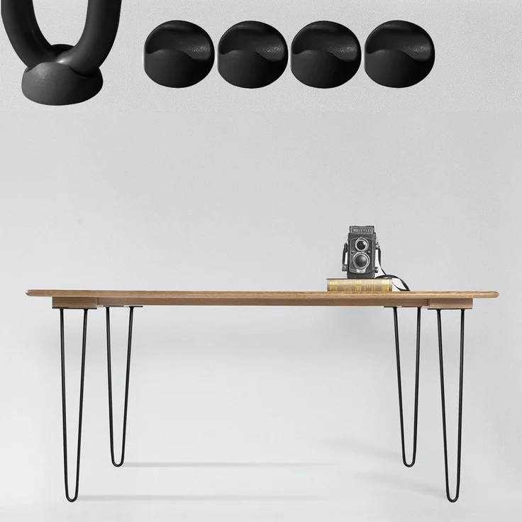 Tischbeine 4x Hairpin 45 cm Haarnadelbeine Schwarz Gestell Möbelfüße Tischkufen – Bild 2