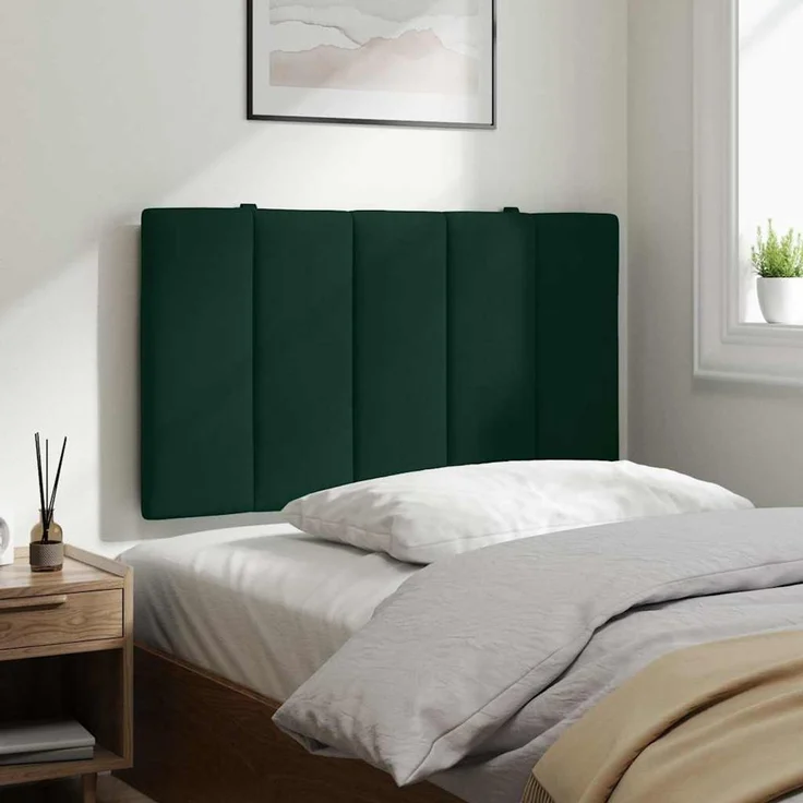 vidaXL Kopfteil-Kissen "Hanko" Dunkelgrün 90 cm Samt Grün – Bild 1