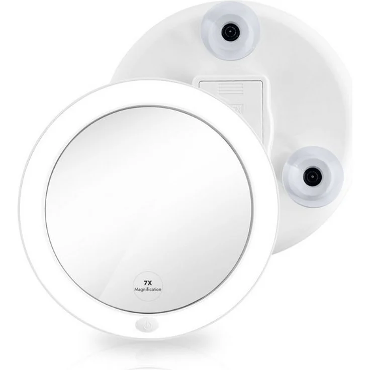 EMKE Schminkspiegel LED Kosmetikspiegel mit Saugnapf 7X Vergrößerung mit Licht, Make up Schmink Spiegel Tragbarer Wandspiegel Batteriebetrieben, Weiß – Bild 4