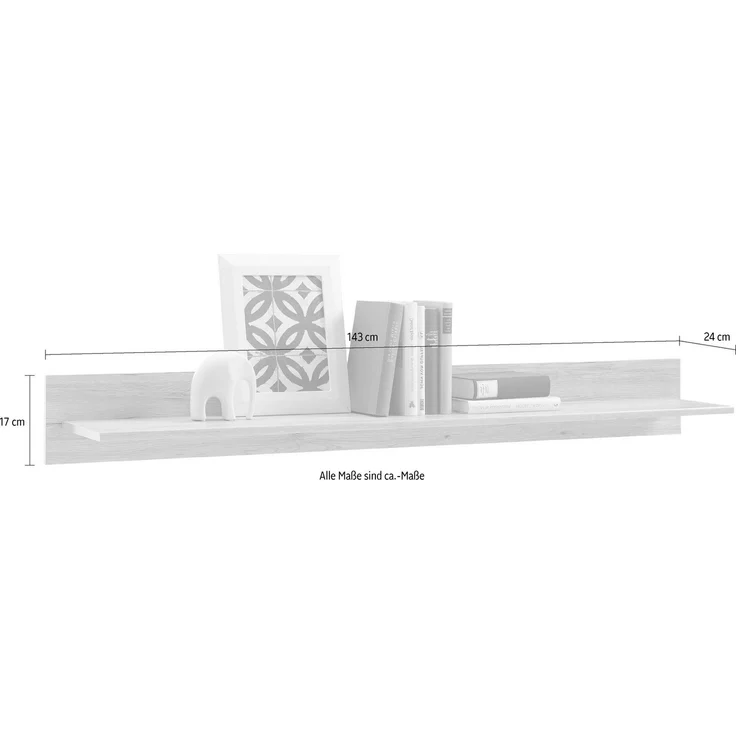 HBZ Wandboard Romance, 1-tlg, Eiche San Remo hell, Regal schwebend bis 3 kg belastbar – Bild 2
