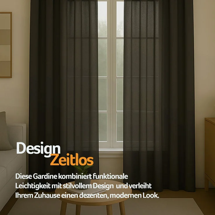 Gardine mit Ösen *** x *** cm ( Breite x Länge ) in ***, blickdichter Vorhang, Ösenvorhang in vielen Variationen 140x225 cm Schwarz – Bild 8